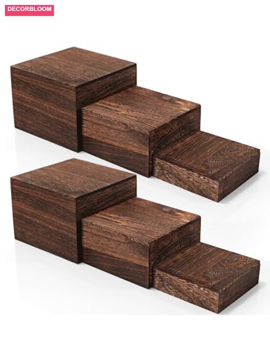 Other - Wood Display Risers Set of 6 Stackable Stands for Cake Dessert Food Display